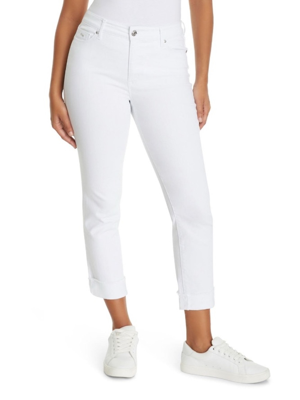 Nine West Women's White Cropped Jeans - Classic High-Rise Size 6 Slight Stretch